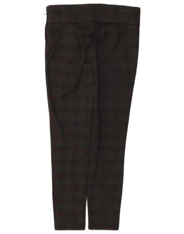 ZARA Pantaloni casual subțiri cu talie înaltă pentru femei L30 L28, gri, carouri