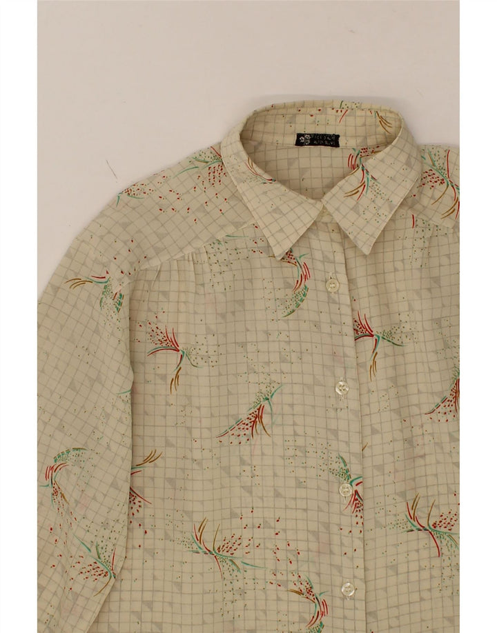 VINTAGE Womens Abstract Pattern Shirt Blouse UK 18 XL Beige Vintage Vintage and Second-Hand Vintage from Messina Hembry 