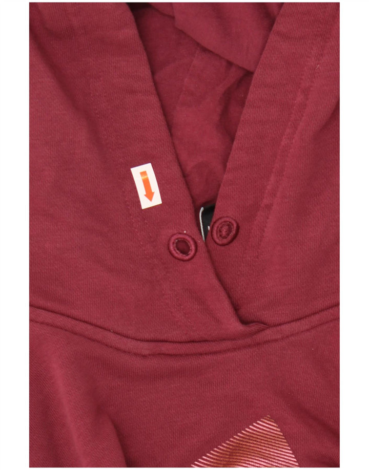 Pulover ADIDAS pentru damă, supradimensionat, cu grafică, cu capota, UK 8/10, burgundă mică