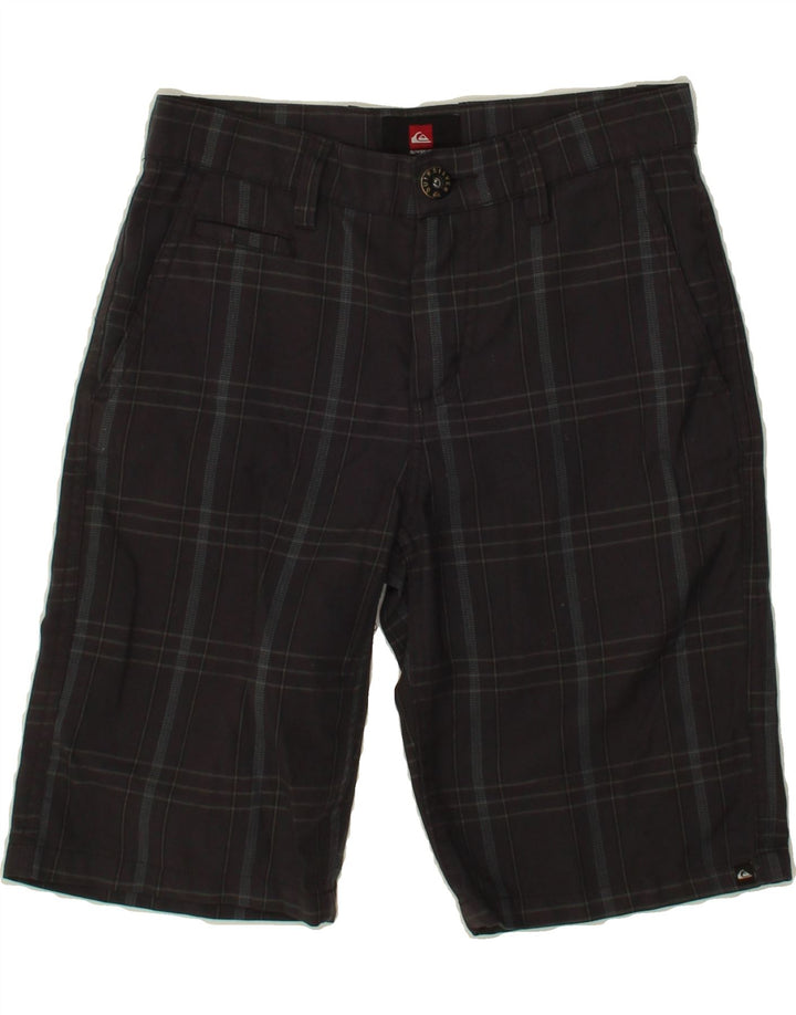 QUIKSILVER Boys Chino Shorts 9-10 Years W25 Grey Check Polyester Vintage Quiksilver and Second-Hand Quiksilver from Messina Hembry 
