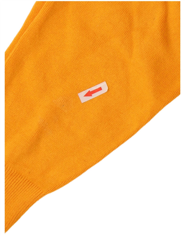 Pulover pentru bărbați Zara, cu decolteu, mare, galben, din bumbac