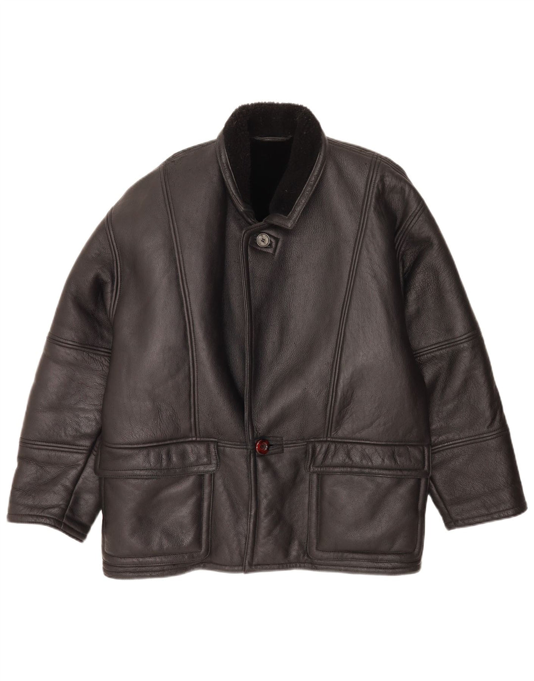 Jachetă vintage pentru bărbați din shearling IT 48 Medium Black