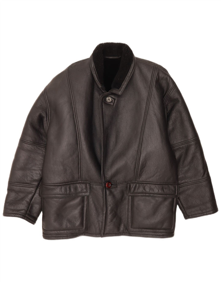 Jachetă vintage pentru bărbați din shearling IT 48 Medium Black