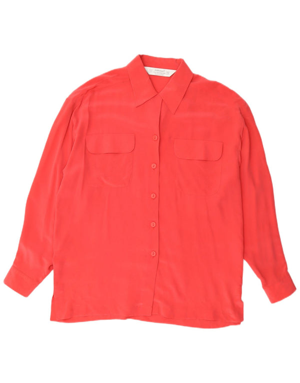 St Michael Womens Shirt Blouse UK 12 Medium Red Silk