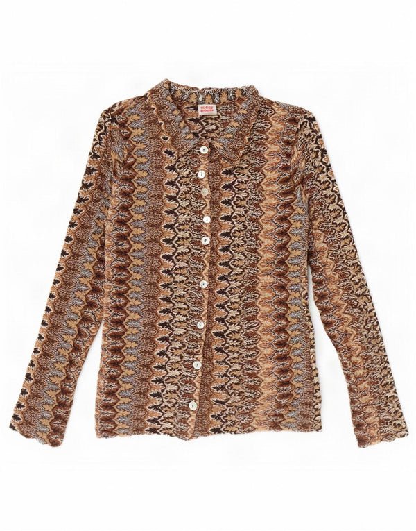 CLOCK HOUSE Womens By C&A Abstract Pattern Shirt Blouse UK 12 Medium Brown