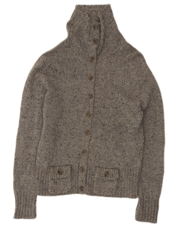 Pulover cardigan pentru femei Eddie Bauer UK 16 mare, gri, lână de miel cu pete