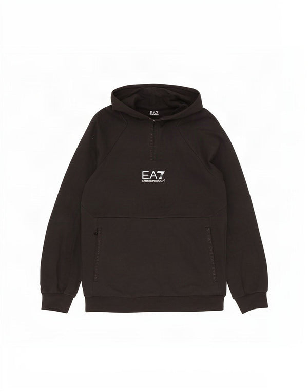 Hanoră cu glugă cu fermoar cu grafic pentru femei Emporio Armani, UK 16, mare, negru
