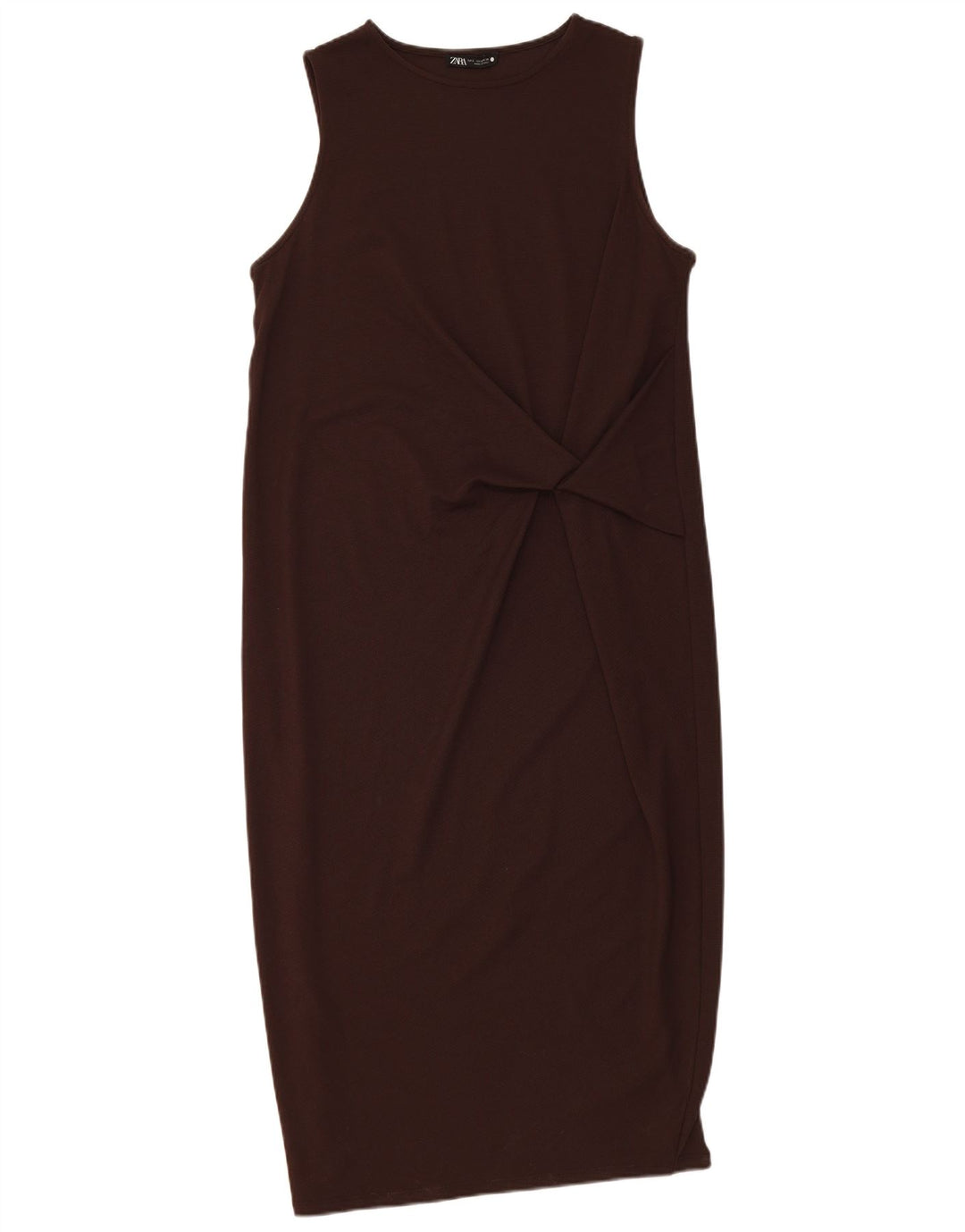 Rochie de bază fără mâneci pentru femei Zara UK 10 Maro mic
