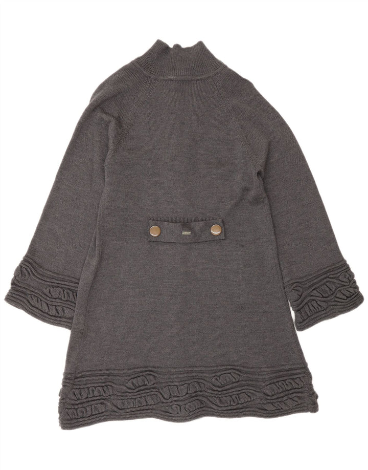 Pulover cardigan cu paragate pentru femei UK 14 Lână virgină gri mediu