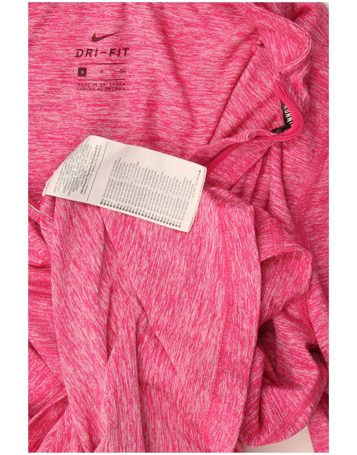 Top de trening Nike pentru femei, cu fermoar și gât, poliester roz, 10 UK