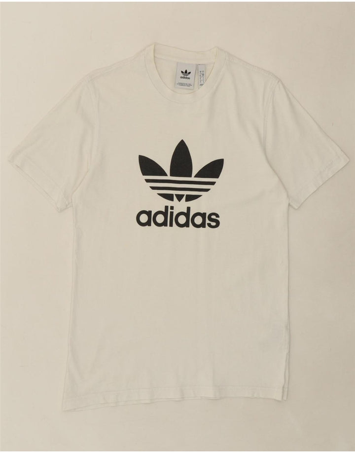 ADIDAS Mens Graphic T-Shirt Top Small White Cotton Vintage Adidas and Second-Hand Adidas from Messina Hembry 