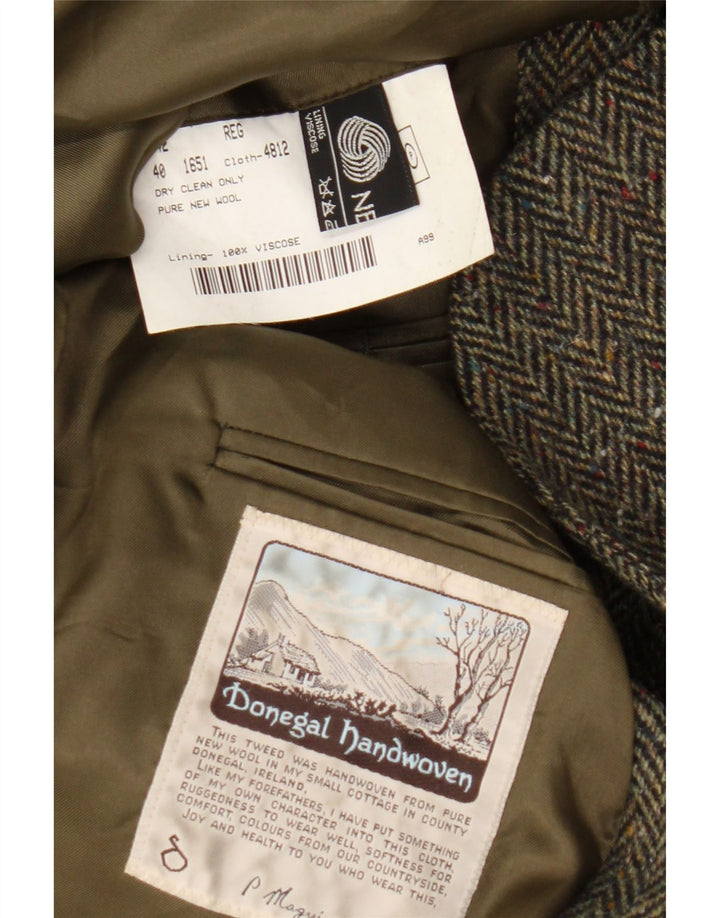DONEGAL Jachetă pentru bărbați cu 2 nasturi, UK 42 XL, kaki, chevron, lână nouă