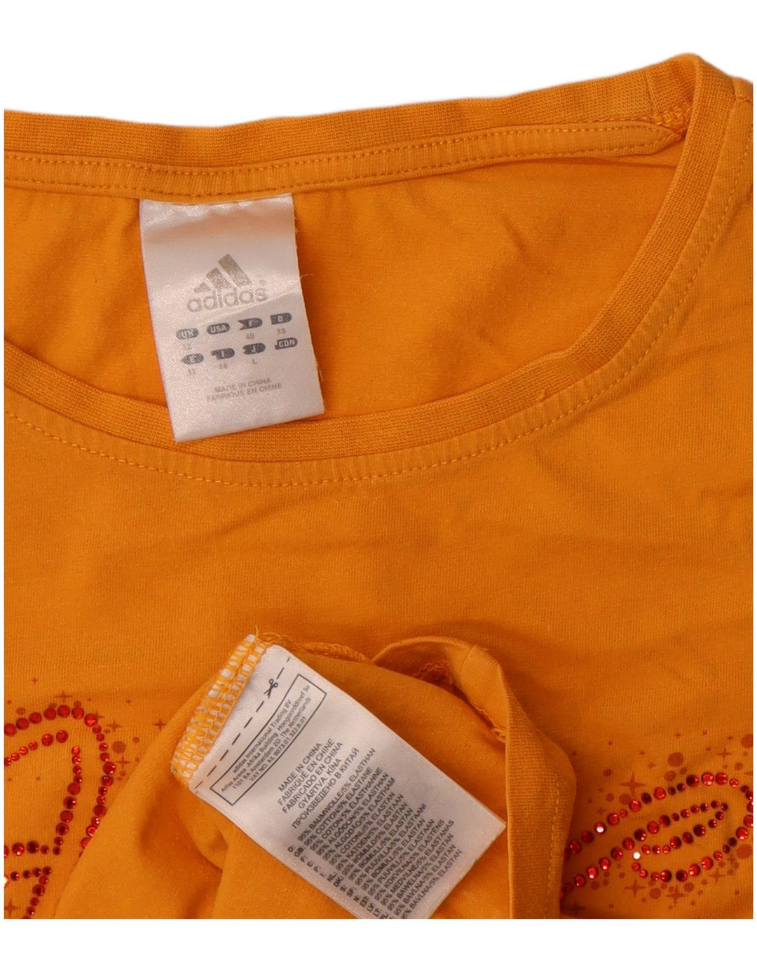 Tricou grafic Adidas pentru femei Top UK 12 Bumbac galben mediu