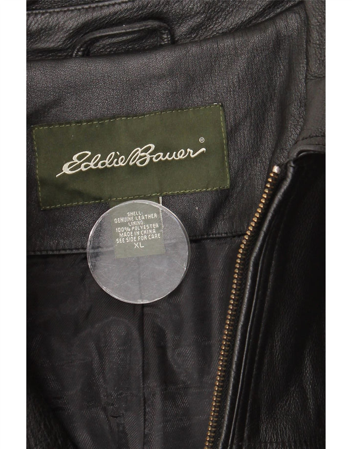 Geacă de piele pentru bărbați Eddie Bauer UK 42 XL din piele neagră