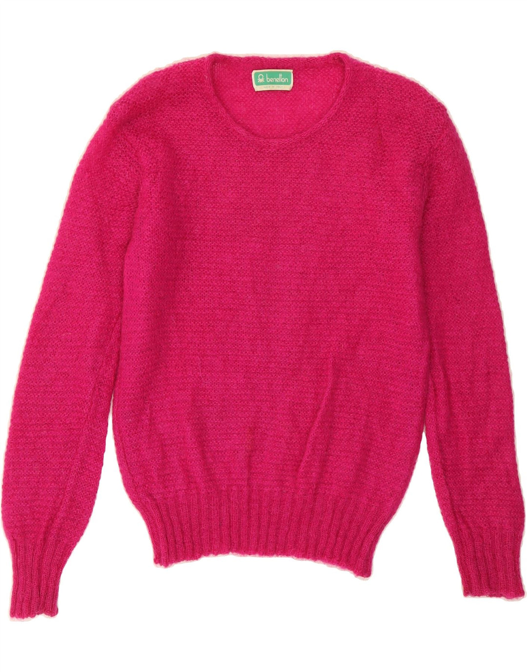 BENETTON Womens Boat Neck Jumper Sweater UK 12 Medium Pink Vintage Benetton and Second-Hand Benetton from Messina Hembry 