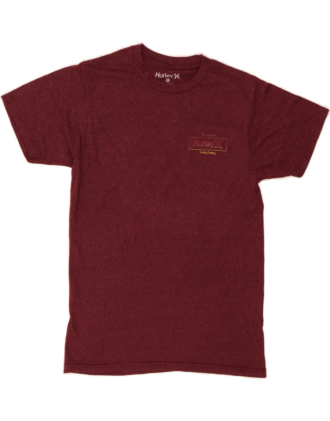 HURLEY Mens Petit T-Shirt Top Small Burgundy Polyester Vintage Hurley and Second-Hand Hurley from Messina Hembry 