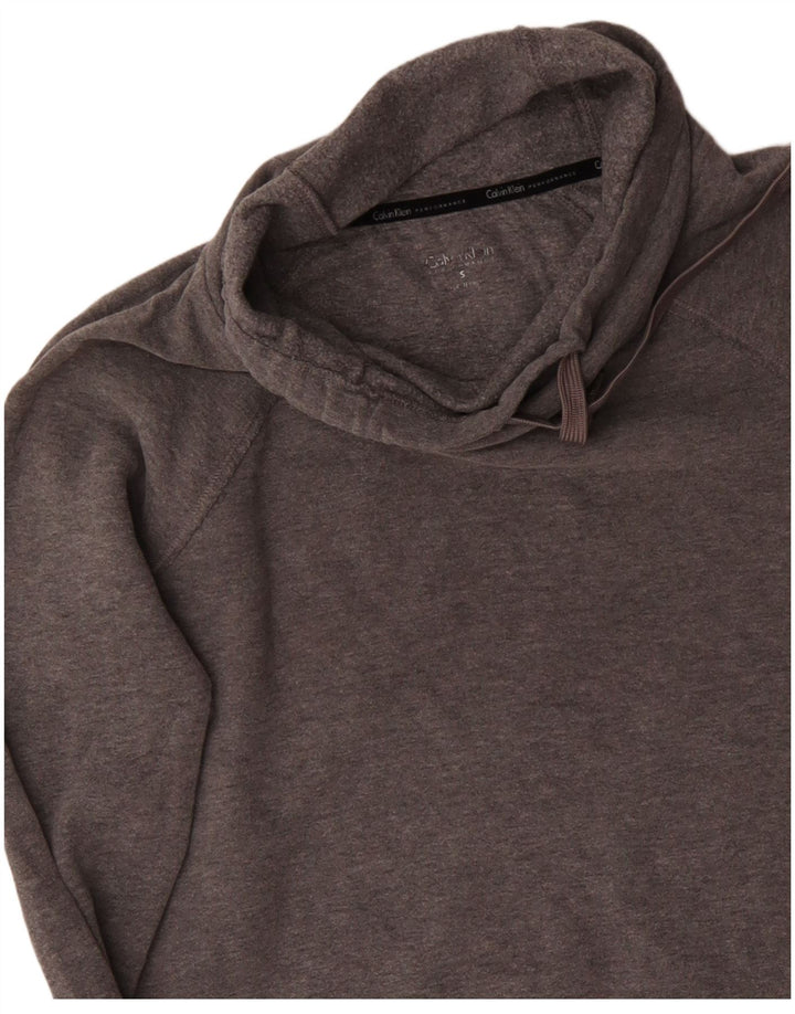 CALVIN KLEIN Pulover de performanță cu grafică pentru femei UK 10 Small Gri