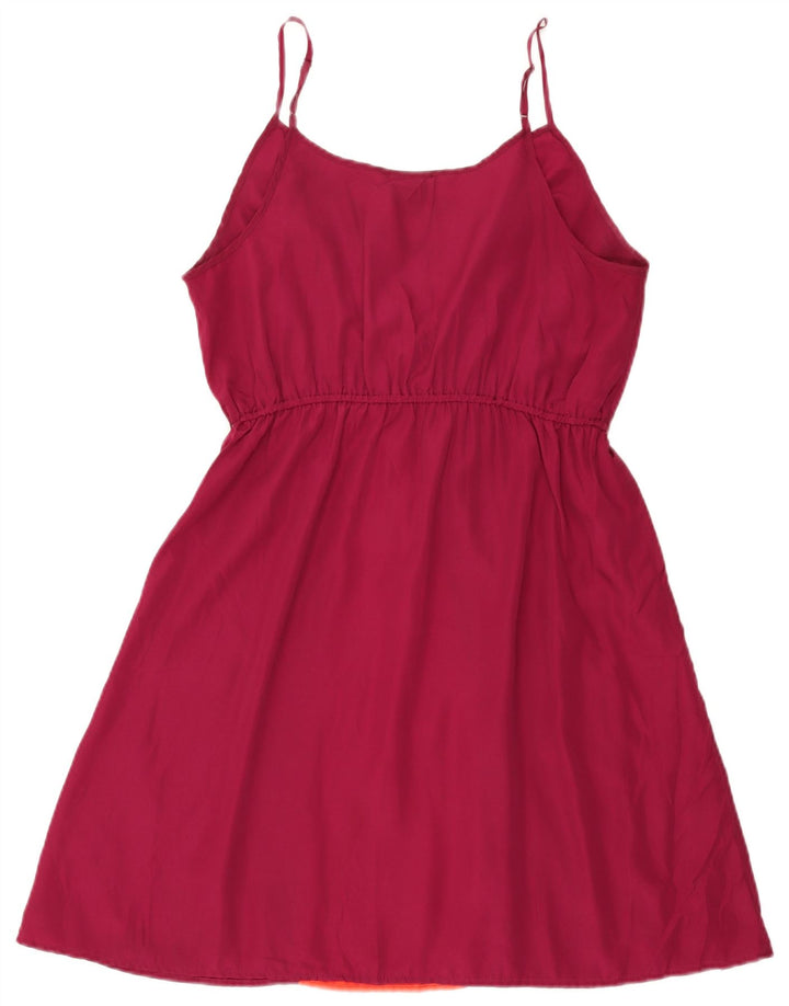MOSSIMO Rochie Slip pentru Femei UK 14 Mare Bordeaux Colorblock Poliester