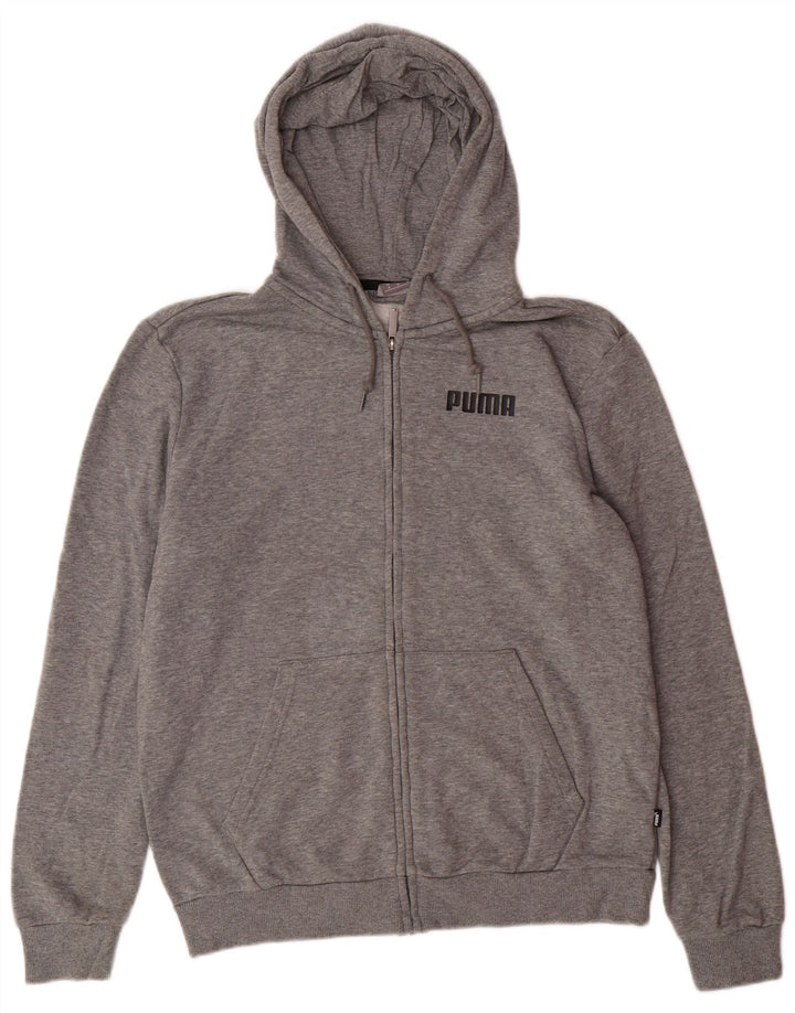 Pulover PUMA pentru bărbați, cu fermoar, bumbac, gri mediu