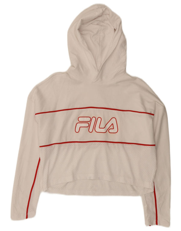 Pulover pentru femei Fila Oversized Graphic Crop Hoodie UK 6 XS Alb