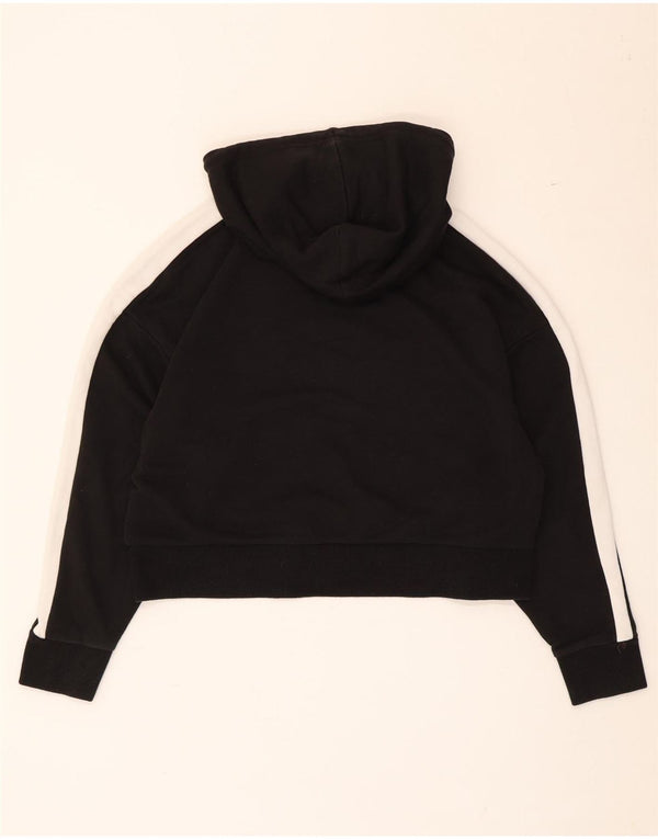 Puma Crop Hoodie Jumper pentru femei UK 14 Medium Black Colorblock Bumbac