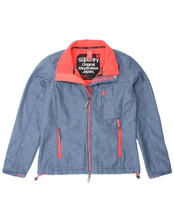 SUPERDRY Womens Windtrekker Windbreaker Jacket UK 14 Medium Blue Polyester