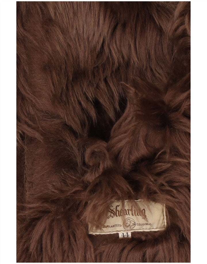 Palton supradimensionat din shearling vintage pentru femei IT 44 maro mediu din shearling