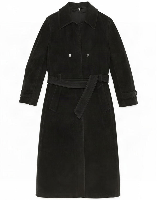 Gimo's Womens Suede Overcoat IT 46 Large Black