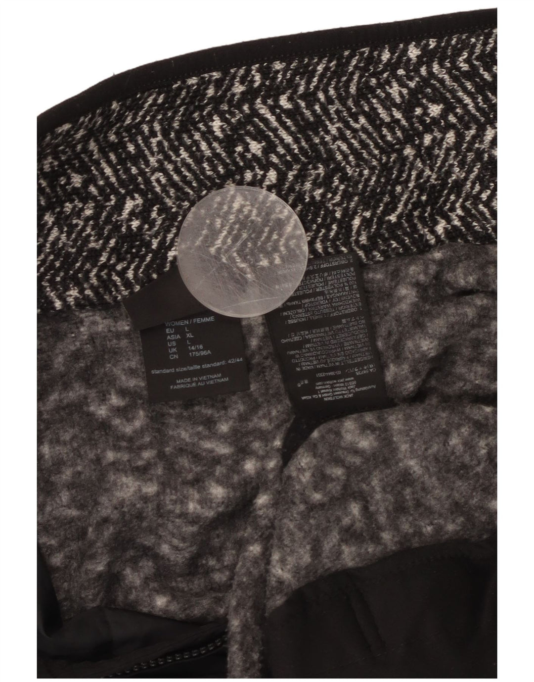 Jachetă de trening pentru femei JACK WOLFSKIN UK 14/16 Large Black Herringbone