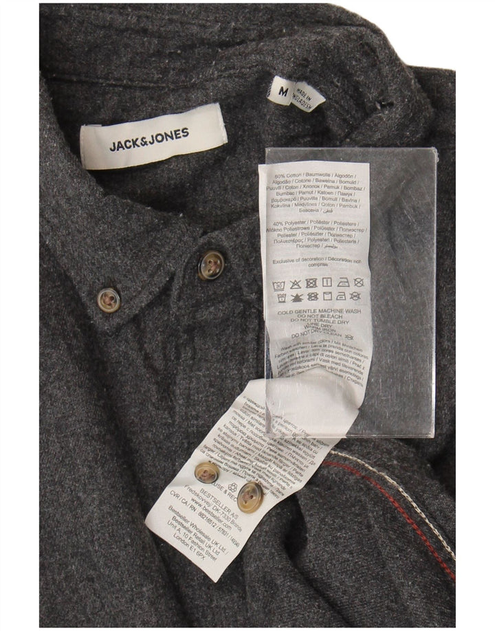 Cămașă Jack & Jones pentru bărbați, bumbac gri mediu