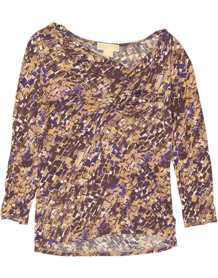 MICHAEL KORS Womens 3/4 Sleeve Blouse Top UK 14 Medium Brown Geometric Vintage Michael Kors and Second-Hand Michael Kors from Messina Hembry 