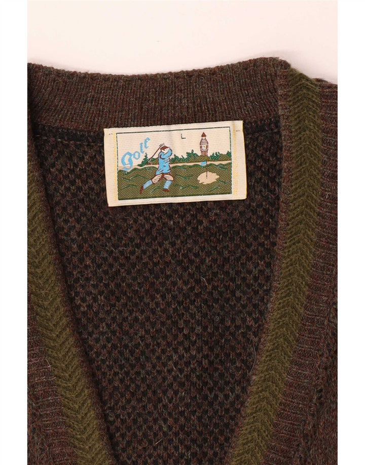 Cardigan Vintage pentru bărbați, mare, maro, cu pete