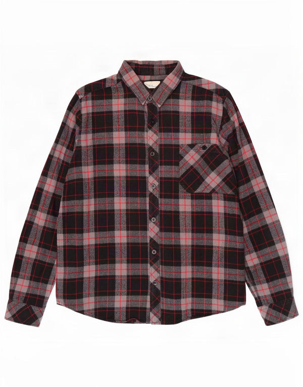 Cămașă Vintage pentru bărbați de flanel XL, bumbac negru cu carouri