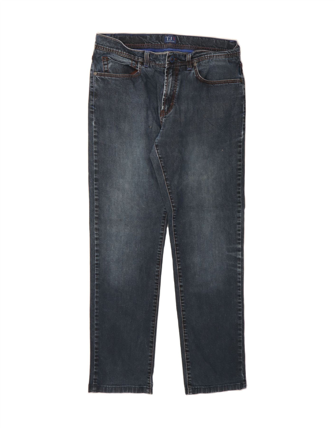 TRUSSARDI Mens Straight Jeans W36 L30 Navy Blue Cotton Vintage Trussardi and Second-Hand Trussardi from Messina Hembry 