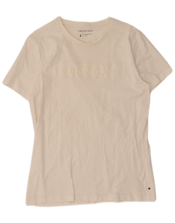 Tricou grafic pentru bărbați Calvin Klein Jeans Top Large White