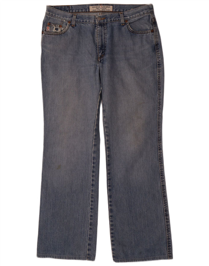 Guess Blugi Distressed Straight pentru bărbați W34 L31 Albastru
