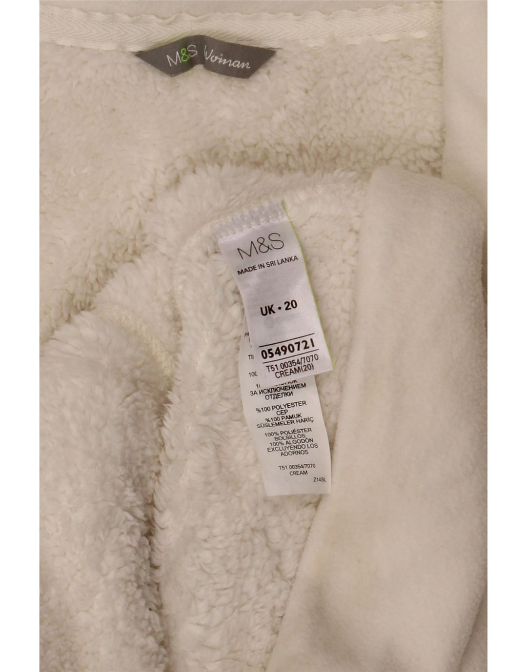 Jachetă fleece pentru femei Marks & Spencer UK 20 2XL Bumbac alb