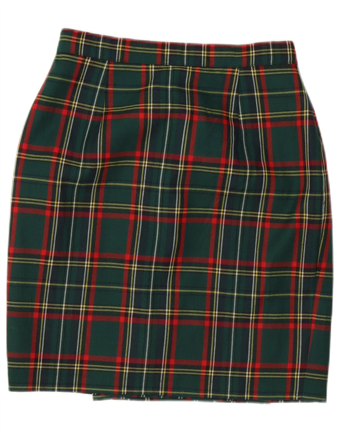 Fusta creion vintage pentru femei W28 carouri verde mediu