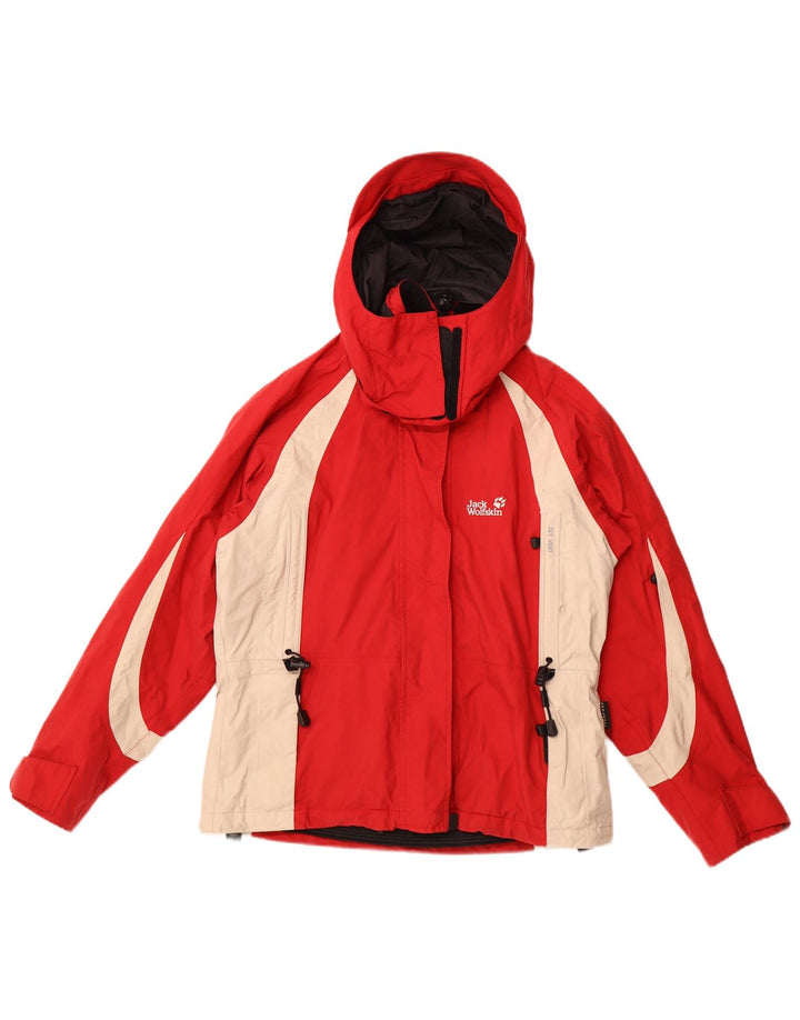 Jack Wolfskin jachetă de vânt cu glugă pentru femei UK 10 Small Red Colorblock