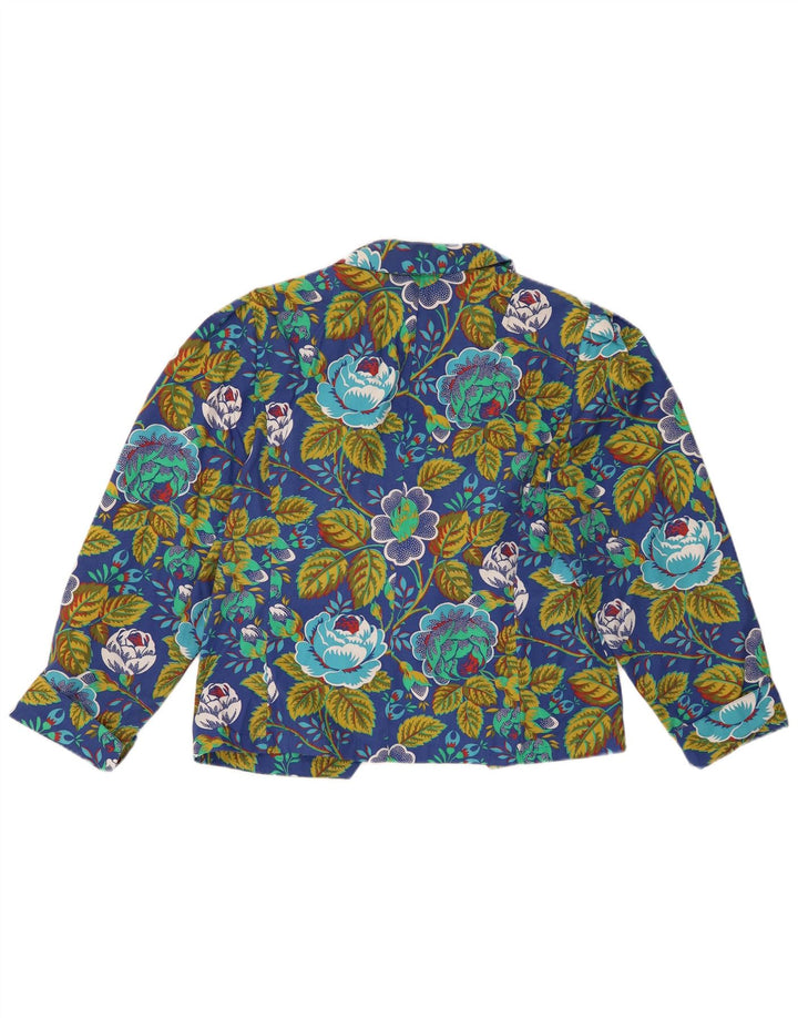 JEAN CLAIRE Jachetă Blazer Femei 1 Buton IT 42 Bumbac Floral Albastru Mediu