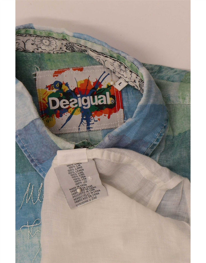 Cămașă cu mânecă scurtă Desigual pentru bărbați, albă, în carouri