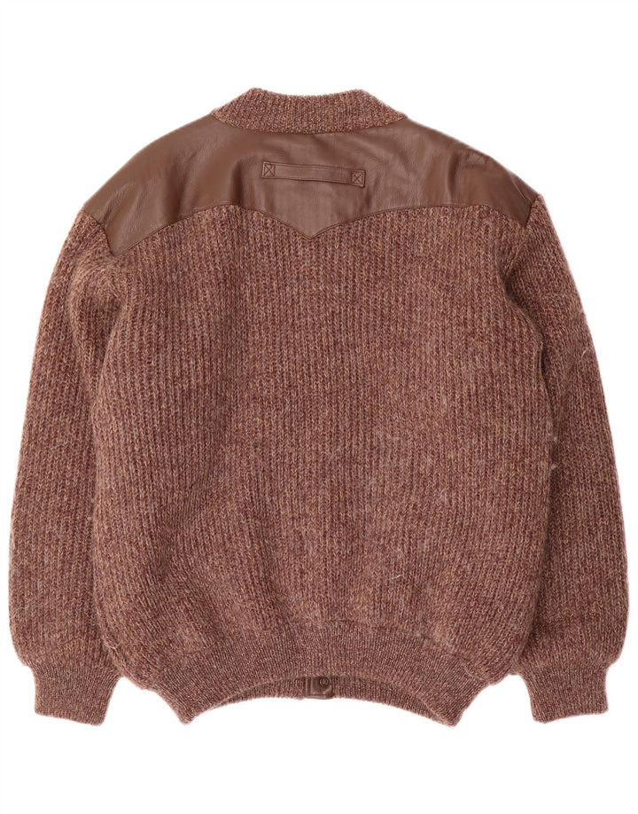 Jachetă bomber tricotată pentru bărbați Ted Lapidus IT 52 XL Lână maro pete