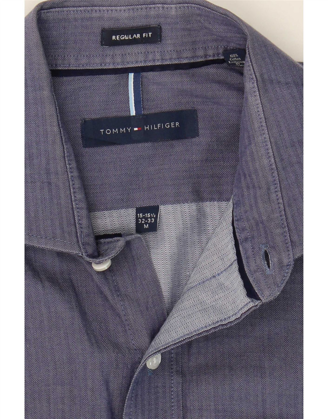 Cămașă pentru bărbați Tommy Hilfiger Mărimea 15 1/2 Mediu Bluemarin Herringbone