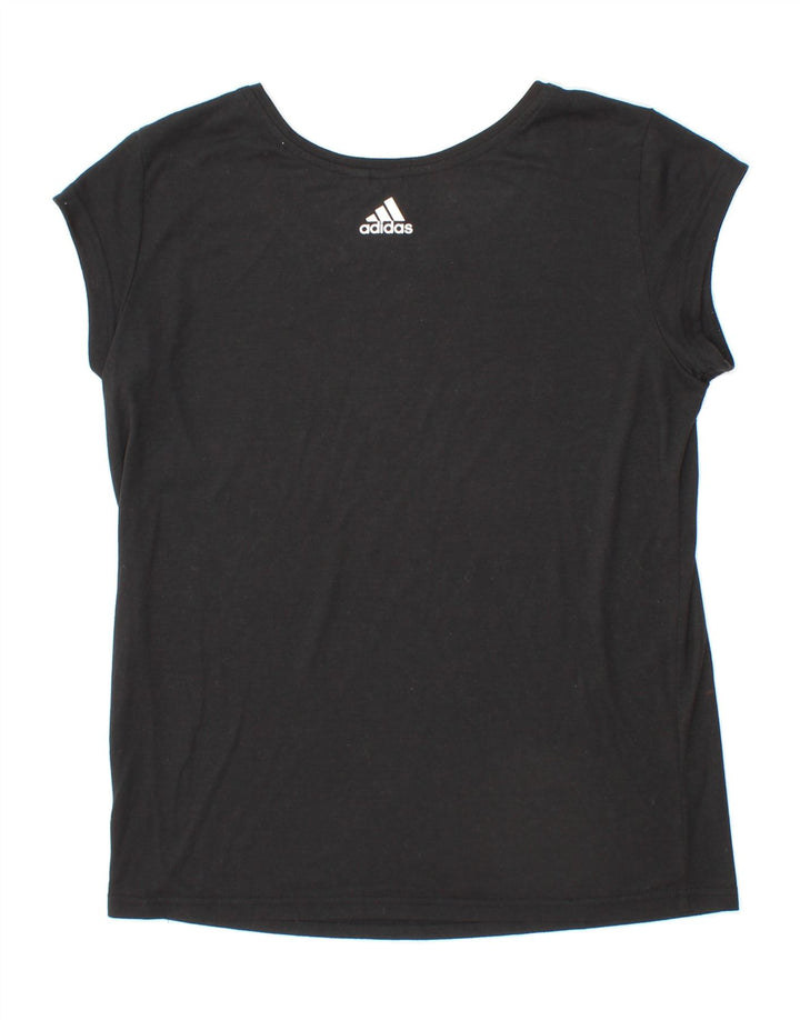 ADIDAS Womens Graphic T-Shirt Top UK 14 Medium Black Vintage Adidas and Second-Hand Adidas from Messina Hembry 