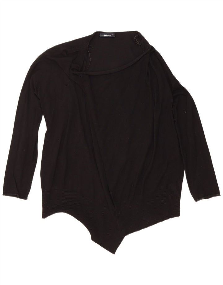 Pulover cardigan deschis pentru femei Zara UK 14 Medium Black Viscose