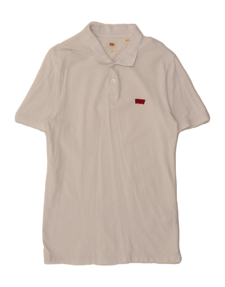 LEVI'S Mens Slim Polo Shirt Medium Off White Cotton Vintage Levi's and Second-Hand Levi's from Messina Hembry 