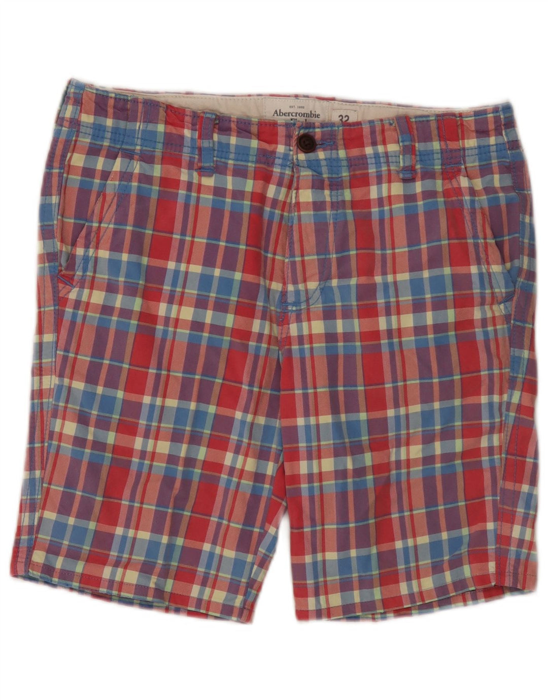 Pantaloni scurți chino pentru bărbați Abercrombie & Fitch W32, bumbac cu carouri multicolore medii