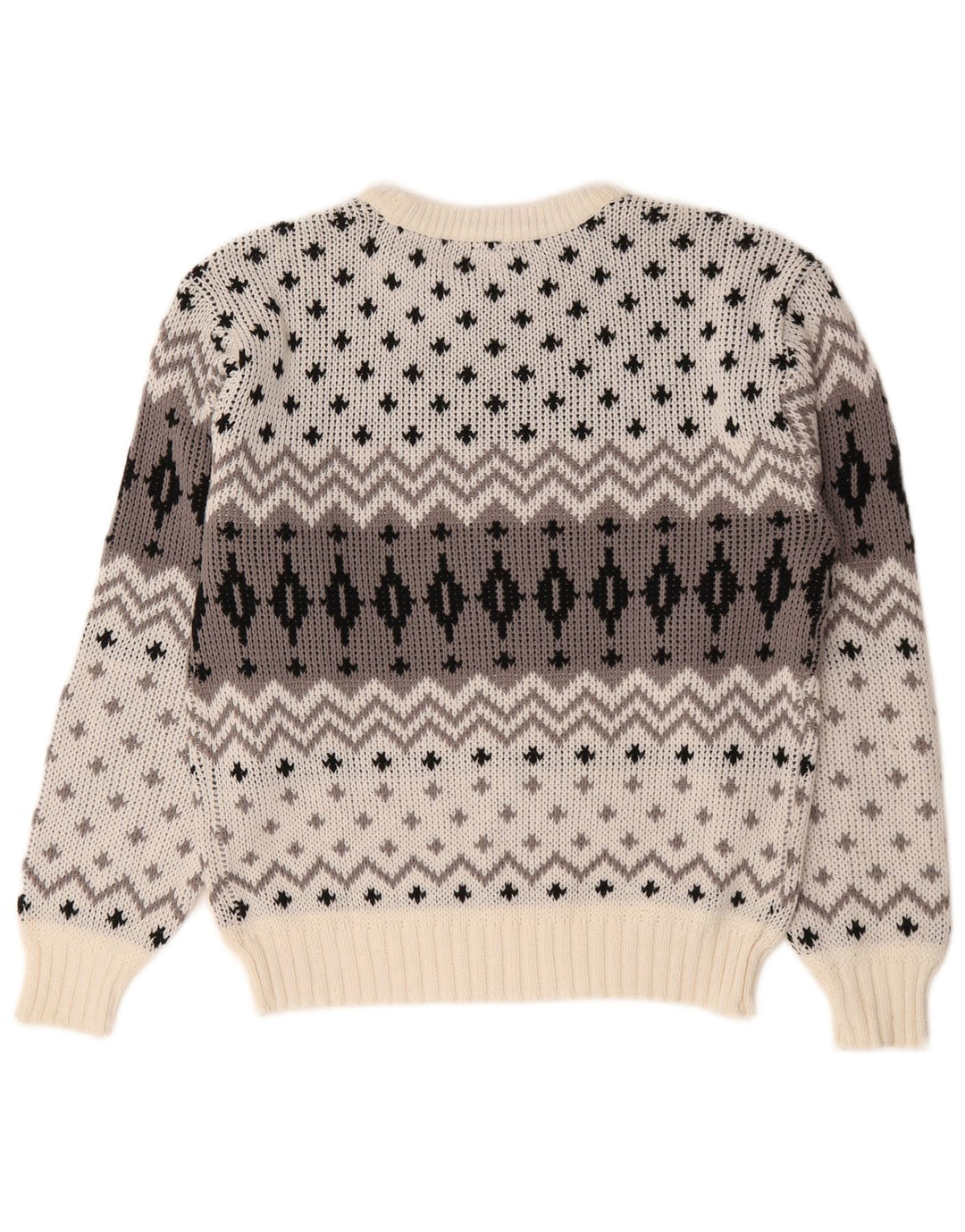 C&A Pulover pentru bărbați cu gât roșu EU 48/50 Medium White Fair Isle