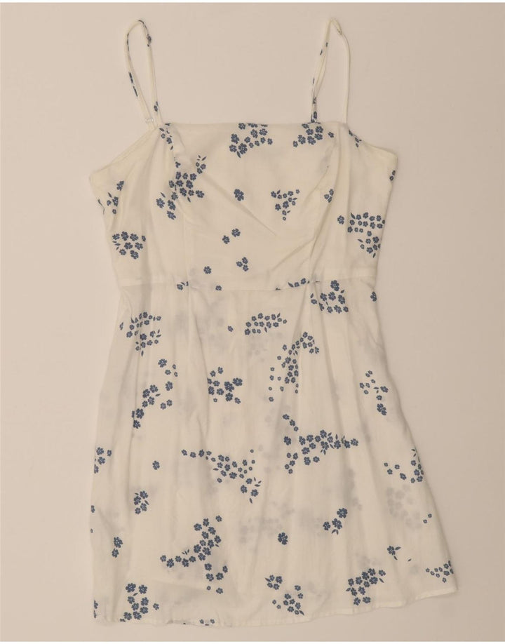 BENETTON Womens Sundress UK 14 Medium White Floral Lyocell Vintage Benetton and Second-Hand Benetton from Messina Hembry 