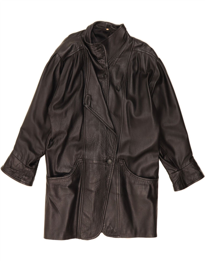 VINTAGE Womens Leather Coat US 10 Large Black Leather Vintage Vintage and Second-Hand Vintage from Messina Hembry 